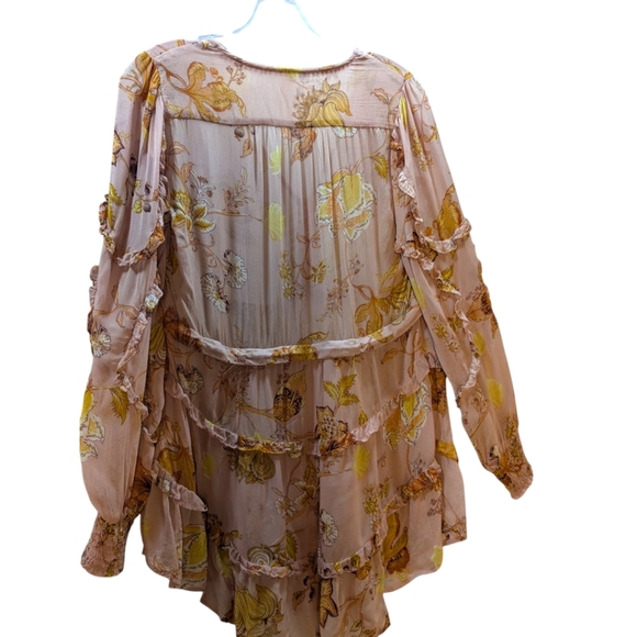 ANTHROPOLOGIE Floral Print Sheer Boho Tunic Top Sz XS - Picture 8 of 10